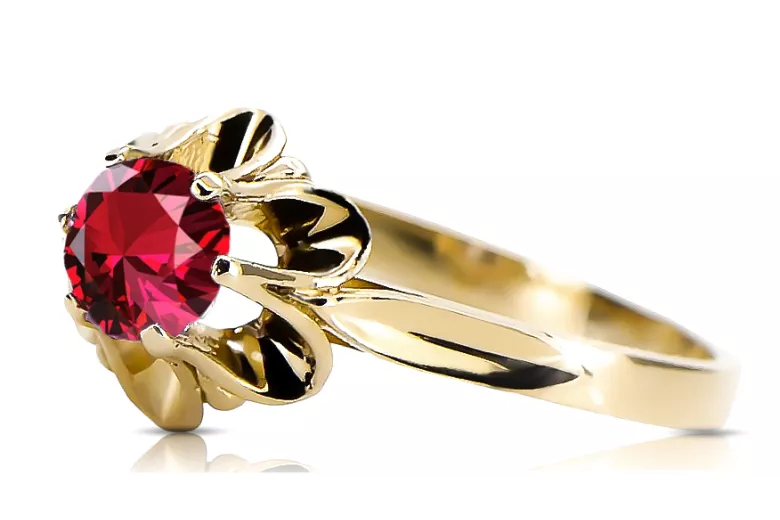 14K Жовте золото Рубін Каблучка Вінтаж вироби vrc004y